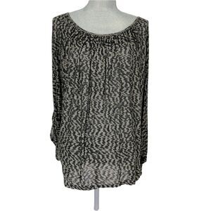 Free People  Long Cutout Sleeve Printed Top Size Small